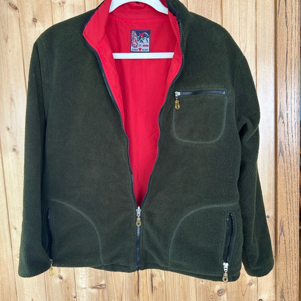 Derek Heart Red and Green Reversible Jacket Size S/M?